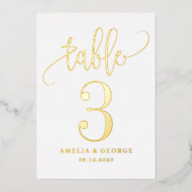 Tarjeta de Número de Mesa con Caligrafía Preciosa