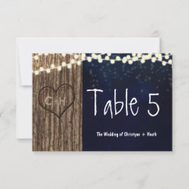 Tarjeta de número de mesa con corazón rústico tall
