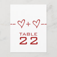 Tarjeta de número de mesa con ecuación de corazón