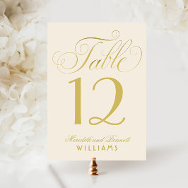 Tarjeta de número de mesa con elegante escritura e