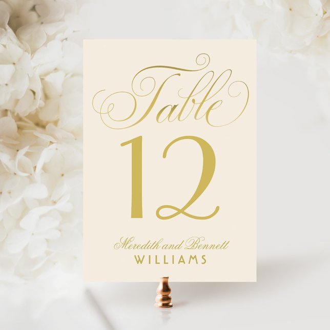 Tarjeta de número de mesa con elegante escritura e (Subido por el creador)