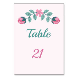 tarjeta de número de mesa con flores y hojas soñad