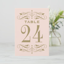 Tarjeta de número de mesa con floritura antigua ru