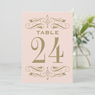 Tarjeta de número de mesa con floritura antigua ru
