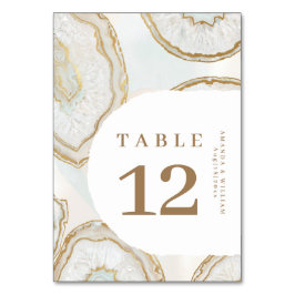 Tarjeta de número de mesa con fondo de cuarzo ágat