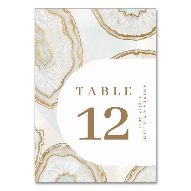 Tarjeta de número de mesa con fondo de cuarzo ágat (Anverso)