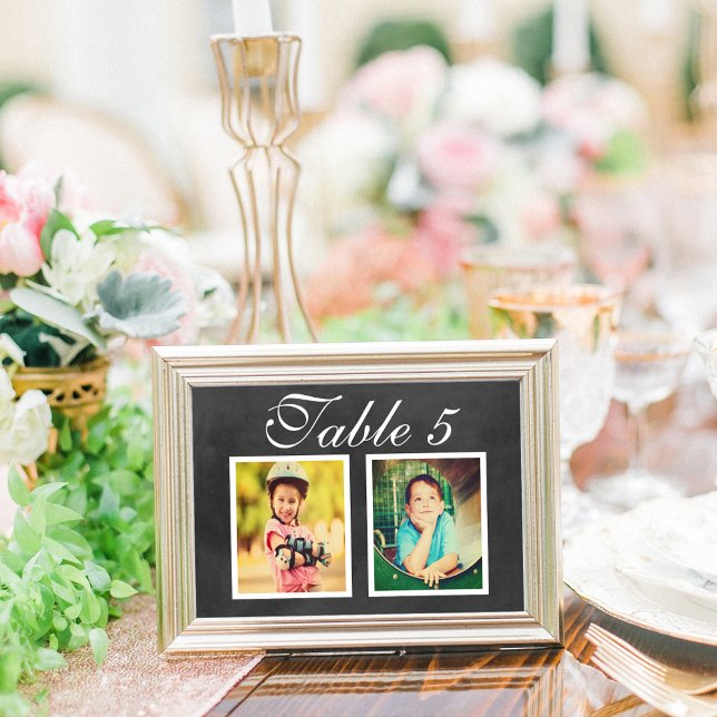 Tarjeta de Número de Mesa con Foto de Infancia en  (Subido por el creador)