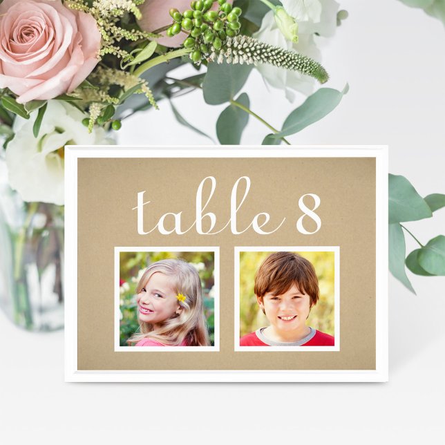 Tarjeta de número de mesa con foto de la infancia  (Subido por el creador)