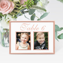 Tarjeta de Número de Mesa con Foto de la Infancia 