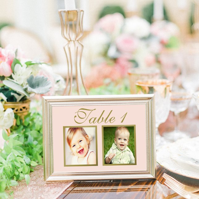 Tarjeta de Número de Mesa con Foto de la Infancia  (Subido por el creador)