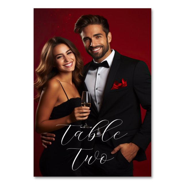 Tarjeta de número de mesa con foto personalizada (Anverso)