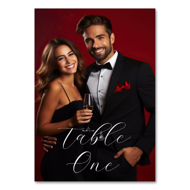 Tarjeta de número de mesa con foto personalizada (Anverso)