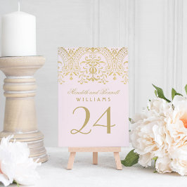 Tarjeta de número de mesa con glamour vintage en o