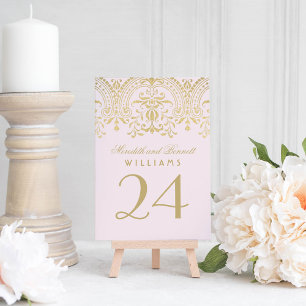 Tarjeta de número de mesa con glamour vintage en o