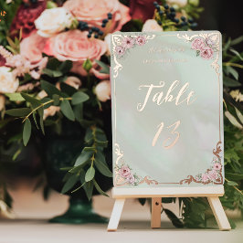 Tarjeta de número de mesa con lámina de peonía men