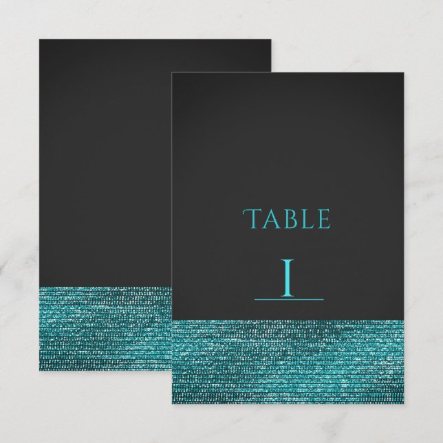 Tarjeta de número de mesa con lentejuelas glam mod (Anverso / Reverso)