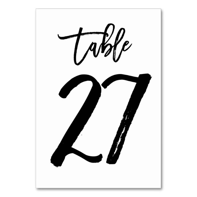 Tarjeta de número de mesa con letra a mano elegant (Anverso)