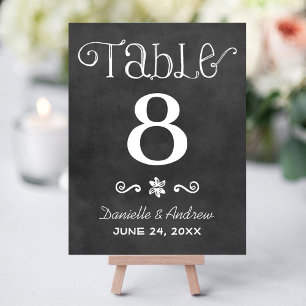 Tarjeta de número de mesa con letra de pizarra rús