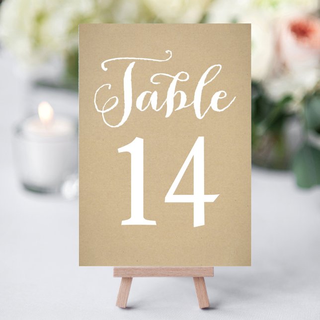 Tarjeta de número de mesa con letra Kraft rústica (Subido por el creador)