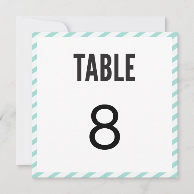 Tarjeta de número de mesa con rayas de carnaval az (Anverso)