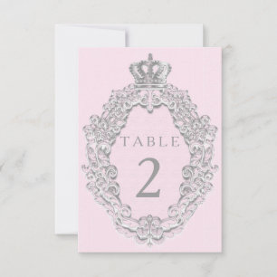 Tarjeta de número de mesa corona de princesa de cu