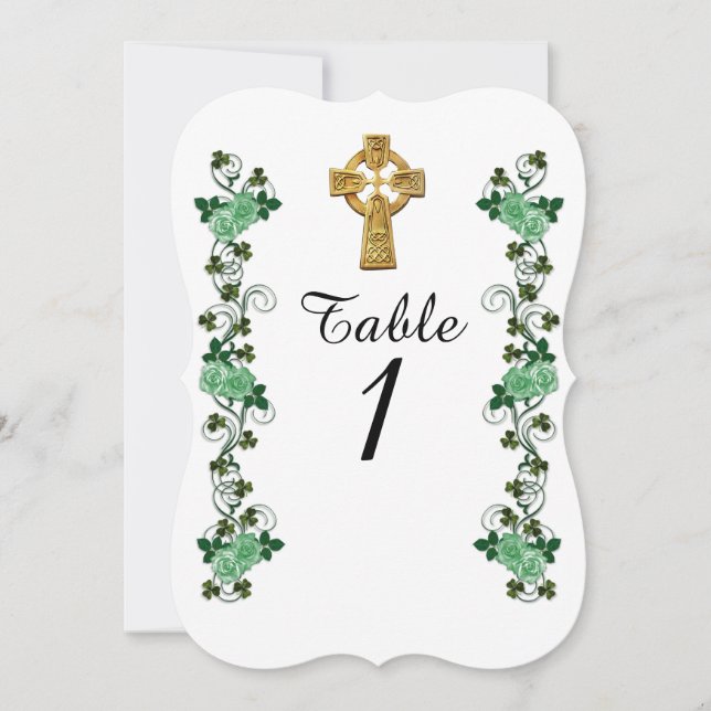 tarjeta de número de mesa Cruz celta irlandesa (Anverso)