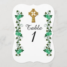 tarjeta de número de mesa Cruz celta irlandesa