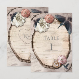 Tarjeta de número de mesa de abedul blanco rústico