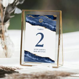 Tarjeta de número de mesa de ágata azul marino y d
