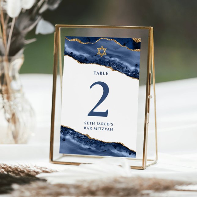 Tarjeta de número de mesa de ágata azul marino y d (Subido por el creador)