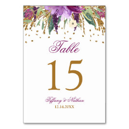 Tarjeta de número de mesa de amatista brillante co
