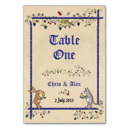 Tarjeta de número de mesa de animales medievales c