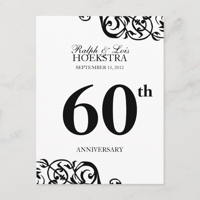 Tarjeta de número de mesa de aniversario para rece (Anverso)