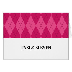 Tarjeta de número de mesa de argyle rosa