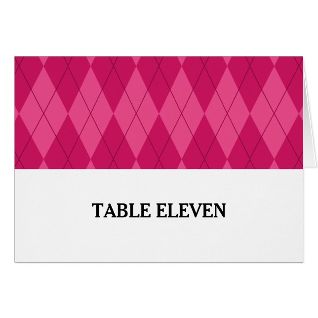 Tarjeta de número de mesa de argyle rosa (Anverso (Horizontal))