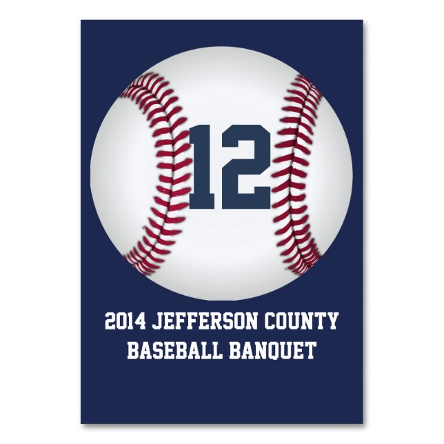 Tarjeta de número de mesa de banquete de béisbol a (Anverso)