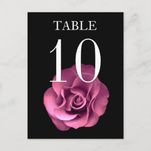 Tarjeta de número de mesa de banquete rosa y negro