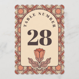 Tarjeta de número de mesa de boda Art Nouveau retr
