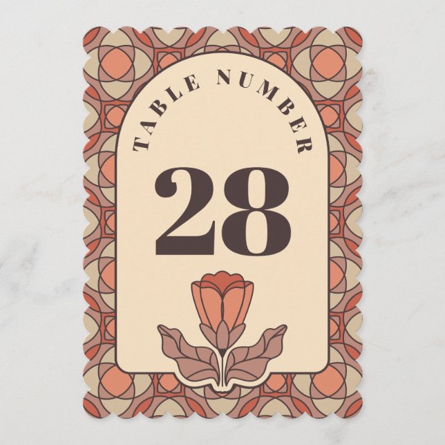 Tarjeta de número de mesa de boda Art Nouveau retr (Anverso)