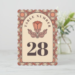 Tarjeta de número de mesa de boda Art Nouveau retr