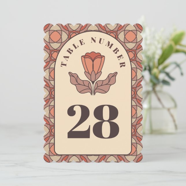 Tarjeta de número de mesa de boda Art Nouveau retr (Anverso de pie)