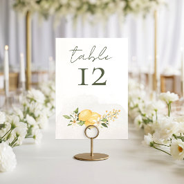 Tarjeta de número de mesa de boda Besada por limón
