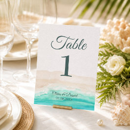 Tarjeta de número de mesa de boda boho tropical de