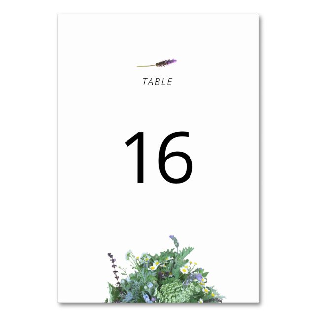 Tarjeta de número de mesa de boda botánica (Anverso)