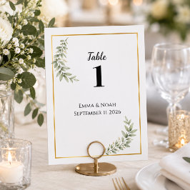 Tarjeta de número de mesa de boda botánica