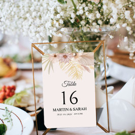Tarjeta de número de mesa de boda botánica boho ne
