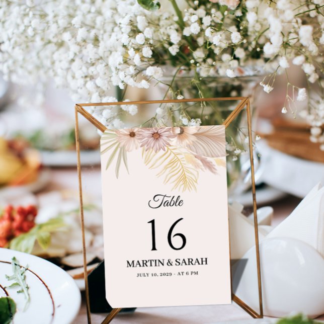Tarjeta de número de mesa de boda botánica boho ne (Subido por el creador)