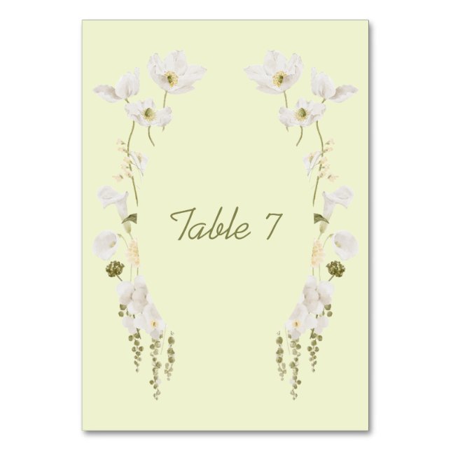 Tarjeta de número de mesa de boda botánica verde m (Anverso)