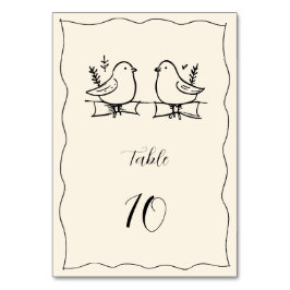 Tarjeta de número de mesa de boda caprichosa dibuj