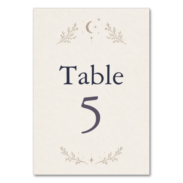 Tarjeta de Número de Mesa de Boda Celestial (Anverso)
